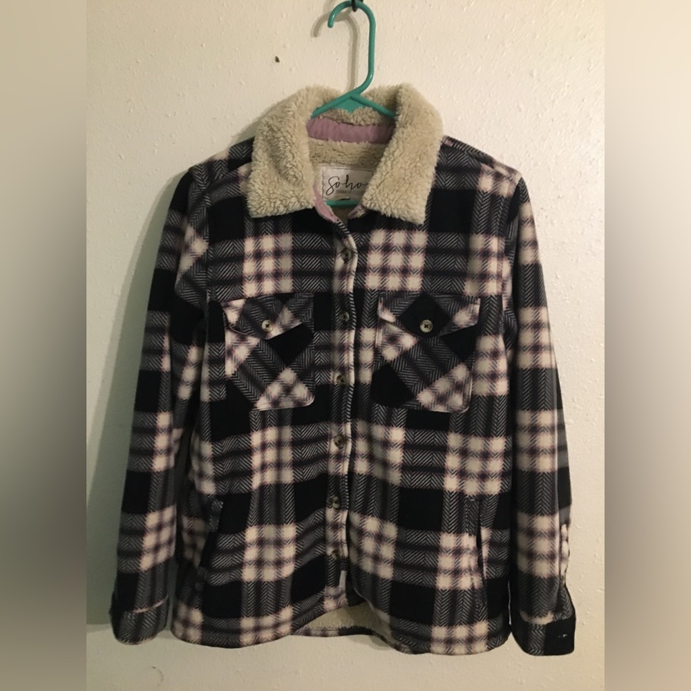 Woman’s flannel jacket by Soho Threads, Size petite small